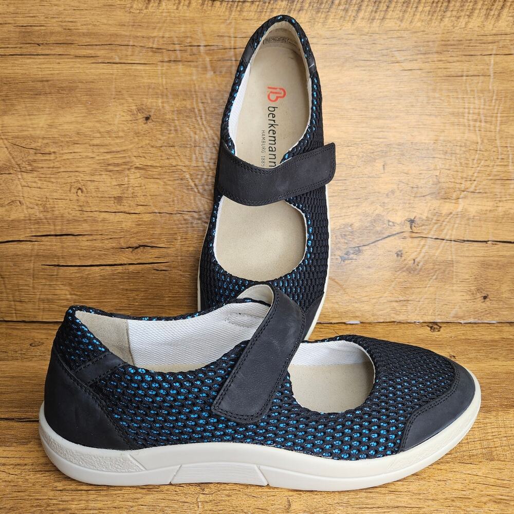 Berkemann Mary Jane Black Mesh Comfort Walking Shoes Sneakers sz 10.5 US